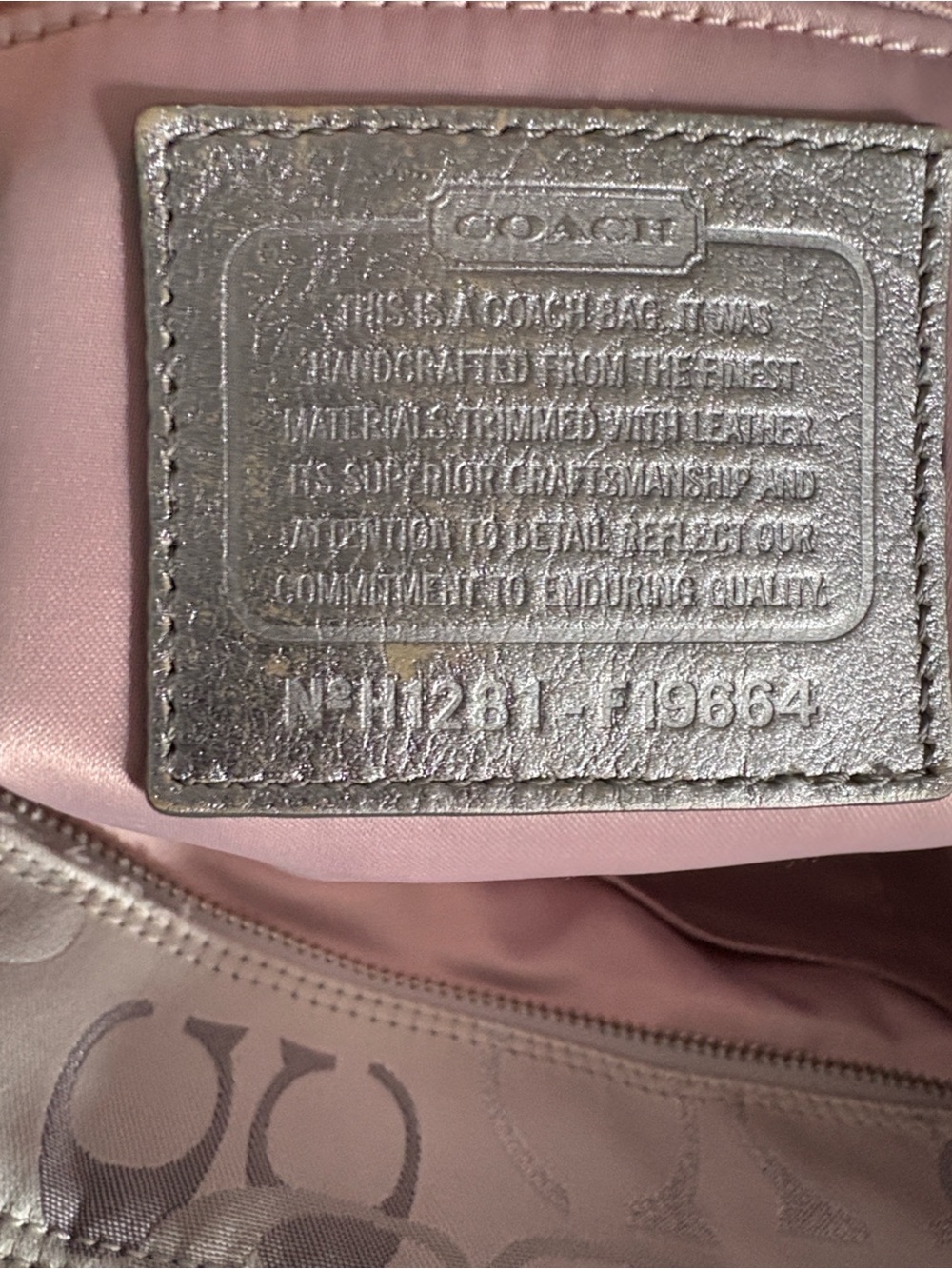 Beautiful Coach Silver and Light Gray Signature Tote with Metallic Trim - Picture 4 of 9